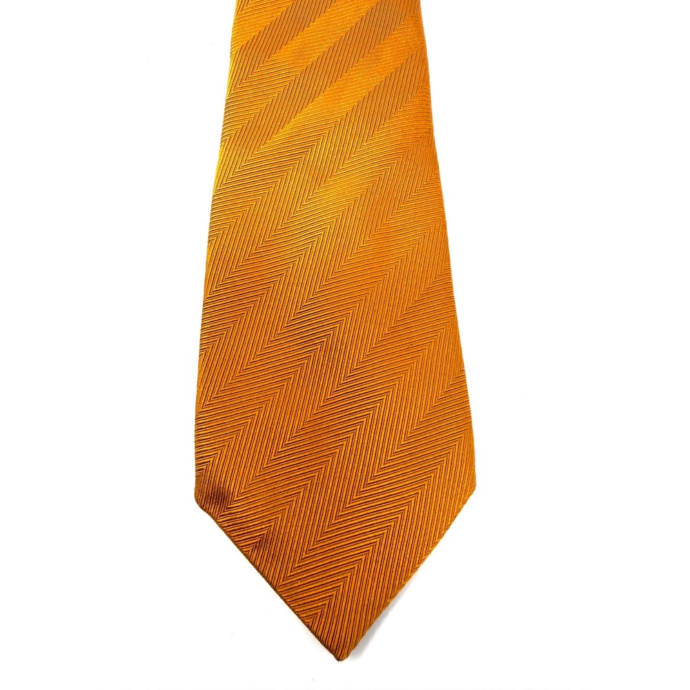 Dormeuil Paris Mens Silk Tie Burnt Orange Herringbone Chevron Made in Italy